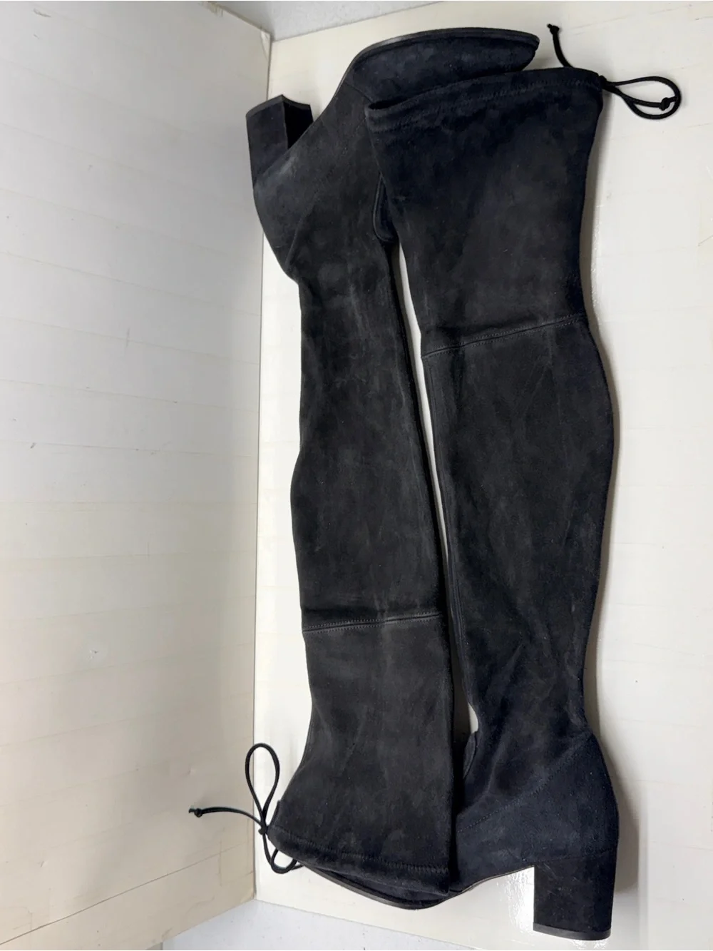 Stuart Weitzman Over The Knee Suede Chunky Heel Boot Black size 6.5 M